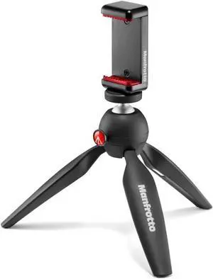 Manfrotto Mini Tripod with Universal Smartphone Clamp, Made in Italy, for iPhone with or Without Case, CSC, Vlogging, Videography, MKPIXICLMII-BK,Black