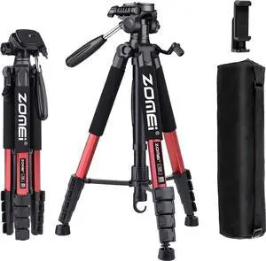 ZOMEI Tripod 74 Camera Tripod, Aluminum Professional Heavy Duty Camera Tripod Stand, Tripod for Camera DSLR SLR with Carry Bag, Compatible with iPhone, Projector, Webcam, Spotting ScopesRed