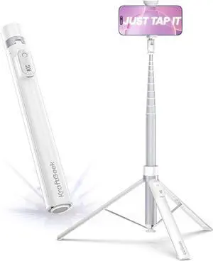 Tripod for iPhone, 66 JustTap Phone Tripod, Selfie Stick Cell Phone Stand for Recording Travel, Content Creator Essentials, White
