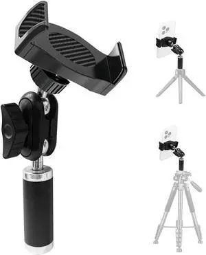 Tripod Phone Mount, Universal Phone Holder for Tripod, Cell Phone Tripod Mount Adapter Multi Angle Adjustment Tripod Phone Holder for iPhone, Samsung Galaxy and Other Smartphones