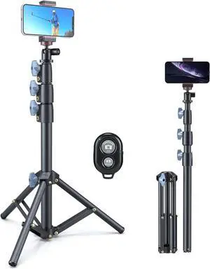Selfie Stick & Tripod LINCO, Integrated, Heavy Duty, Lightweight, Bluetooth Remote for Apple & Android Devices, Separable Tripod Feet, Extends to 52", Black