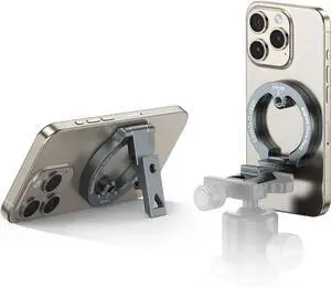 Magnetic Phone Tripod Mount Mini Compatible with Magsafe iPhone 16/15/14/13 Series, MG-01 Aluminum Tripod Mount Adapter with 1/4-20 & Cold Shoe