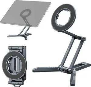 Magnetic iPad Tripod Stand Universal for iPad Pro/Air/Mini & iPhone 15-12 Series | 360° Rotation Portable Tablet Holder with 2-in-1 Desktop & Handheld Modes | Lightweight 105g