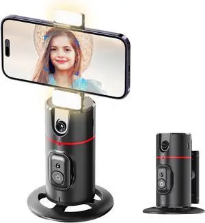AFARER Auto Face Tracking Phone Mount with Fill Light, 360° Rotating Smart Tracking Tripod for TikTok Live Streaming & Vlog, Smart Shooting Camera Mount for iPhone,No App Required.