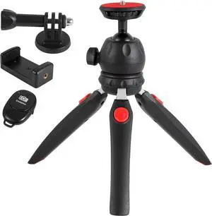 Mini Tripod for Camera and Phone -with Remote and 360 Degree Ball Head, Premium Tabletop Small Phone Tripod Mount for GoPro Cell Phones Webcam Projector Compact DSLR