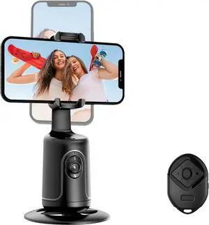 AFARER 2025 Auto Face Tracking Phone Holder Tripod, 360° Rotation Selfie Phone Stand,Smart Face & Body Tracking Camera Mount for TikTok, Vlog, for YouTube Live Streaming - Black