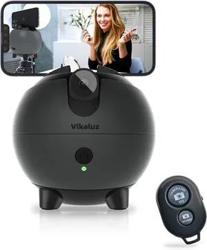 Auto Tracking Phone Holder, Auto Face Tracking Tripod, 360° Rotation Face Body Phone Tracking Tripod, AI-Powered Face Tracking,No APP Live Vlog Tiktok Video-Gunmetal Grey, Pink