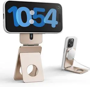 Phone Tripod Stand, Aluminum Alloy Mini Tripod Compatible with Magsafe iPhone 16/15/14/13/12 Series, Foldable Strong Magnetic Phone Stand, Mult-Angle Adjustment Selfie StickDesert Gold