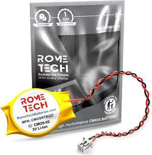 Rome Tech CMOS Battery for Dell Latitude 6430u, 7300, 7430, 7490 - Laptop Backup CR2032 BIOS RTC 3V - 2 Wire Cable (3-Pack)
