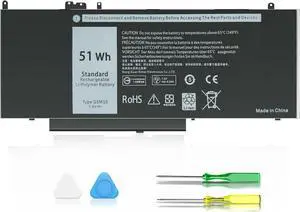 SLE-TECH G5M10 Battery for Dell Latitude 14 E5450 15 E5550 E5250 P48G001 Series 15.6 inch, 8V5GX R9XM9 1KY05 08V5GX VMKXM 5XFWC PF59Y WYJC2 0WYJC2 TXF9M 451-BBLN 451-BBLL 451-BBLK, 7.4V 51WH 4-Cell