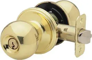 Copper Creek BK2040PB Ball Door Knob, Keyed Entry Function, 1 Pack, in Polished Brass