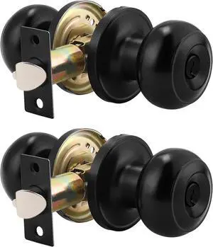 Probrico (2 Pack Black Entry Door Knobs with Key, Keyed Alike Door Locksets,Exterior Door Handle Locks, Black Door Locks with Same Keys, Entrance Lock Security