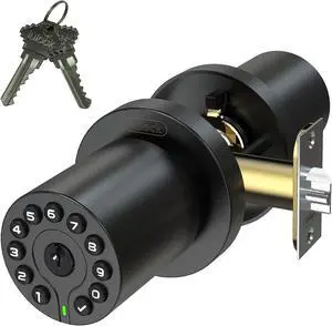 IU-20 Code Door Lock, Electronic Door Knob with Keypad and Key, Auto Lock, Waterproof, Passage Function, Long Battery Life,50 Codes, Easy to use and Install for Office/Warehouse/Bedroom/Garage