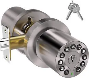 Keypad Door Knob with Key,Keyless Entry Door Lock, Code Locks Door Knob, Auto Lock,50 User Code,Easy to Install,for Home,Office,Hotel,Bedroom,Garage,No Deadbolt Keypad Door Knob with Key,Keyless Entry Door Lock, Code Locks Door Knob, Auto Lock,50 User Code,Easy to Install,for Home,Office,Hotel,Bedroom,Garage,No Deadbolt