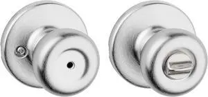 Kwikset Tylo Interior Privacy Door Knob with Lock, Door Handle For Bathroom and Bedroom, Satin Chrome Keyless Turn Lock Doorknob, 1 Count (Pack of 1)