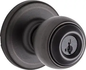 Kwikset Polo Entry Door Knob with Lock and Key, Secure Keyed Handle Exterior Doorknob, Front Entrance and Bedroom, Venetian Bronze, Pick Resistant SmartKey Rekey Security