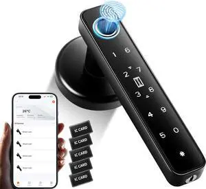 Fingerprint Door knob, Full Function 5-in-1 Smart Door Knob, Fingerprint Door Lock for Bedroom, Office, Hotel, Closet, Biometric Door Knob