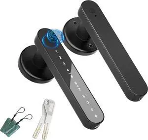 Fingerprint Door Lock,Smart Door knob,biometric Door Lock,with passcode keypad Fobs keyless Entry Door Handlefor Bedroom Home Hotel Office Apartment (Black)