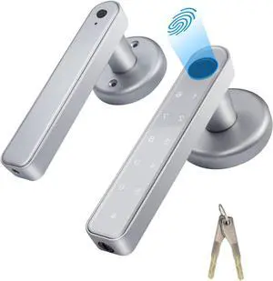 Fingerprint Door Lock Touchscreen Smart Biometric Door Lock Keyless Entry Front Door Knob with 50 Fingerprints, 100 Codes,Keypad Suitable for Home,Hotel,Office,Indoor Door Silver