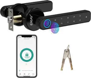 Fingerprint Door Lock Set, ERAY Smart Door Lock, 4 in 1 Keyless Entry Door Knob with Bluetooth APP, Fingerprint, Keypad Code, Keys, Interior Security Lock Set for Home Hotel Apartment