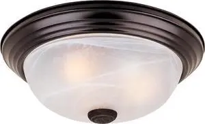 DESIGNERS FOUNTAIN 2-Light Flush Mount Ceiling Light, 11 Inch Lighting Fixture for Kitchen, Bedroom, Bathroom, and Hallway, White Alabaster Glass, Oil Rubbed Bronze, 1257S-ORB-AL