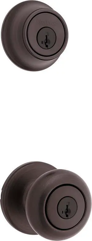 690 Cove Keyed Entry Knob and Single Cylinder Deadbolt Combo Pack featuring SmartKey in Venetian Bronze featuring Microban