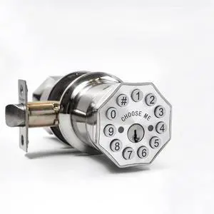Door Knob with Keypad and Key, Keyless Entry Door Lock,Smart Digital Knob Unlock by Passcode/Keys/USB backuplock,Electronic Door Knob for Home Bedroom Apartment Garage Office Security,Brushed Nickel