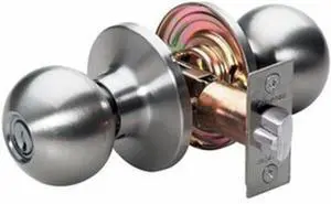 Master Lock BAO0115 Ball Door Knob with Lock, Satin Nickel