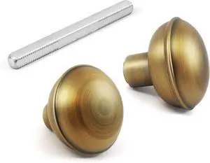 1 Pack Antique Brass Door Knob Set with Spindle, Vintage Old Style Door Knobs Replacement Set for Mortise Lock Interior Doors