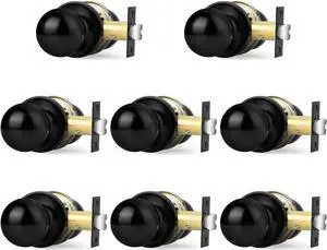 Probrico Black Door Knob Interior Closet Door Knobs, Keyless Passage Doorknob for Hallway Storeroom, Interior Door Lock Lockset with Ball Knob, Black Finished, 8 Pack