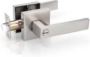Probrico 1 Pack Square Door Lever Privacy Door Lock Handleset Keyless Lockset Door Knobs Storage Room Bathroom Set