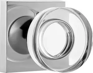 coolnews Crystal Glass Door Knobs Interior with Lock, Modern Round Privacy Door Knob for Bathroom Bedroom, Polished Chrome