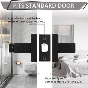 Probrico 3 Pack Square Privacy Door Levers Black Privacy Door Lock Handleset Keyless Lockset Door Knobs Interior Handles for Bedroom & Bathroom