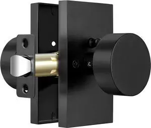 Matte Black Door Knobs, 3Pack Privacy Door Knob, Interior Black Door Knobs, Rectangular Modern Door Knob for Bedroom, Bathroom, Study, Office