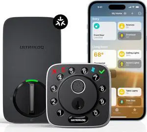 ULTRALOQ Bolt Fingerprint Matter Smart Lock with Door Sensor, Works with Apple Home, Alexa, Google Home, SmartThings, Matter Over Thread, Smart Deadbolt Lock for Front Door, BHMA Grade AAA Certified