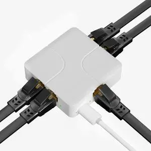 4 Port Gigabit Ethernet Switch, Ethernet Splitter with USB Power Cable, Support 4 Devices Simultaneously Networking, 5 RJ45 Ports Splitter Adapter High Speed for Cat5/5e/6/7/8
