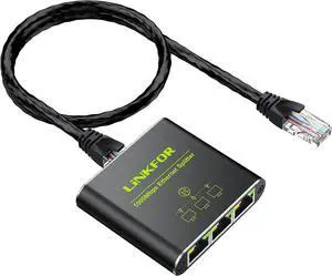 LiNKFOR Ethernet Splitter 1 in 3 Out,1000Mbps High Speed Splitter RJ45 Network Extension Connector with USB Type C Cable Gigabit Ethernet Switch Network Sharing for Cat8 Cat7 Cat6 Cat5 Cat5e