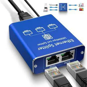 Ethernet Splitter 1 to 3 High Speed 1000Mbps, Gigabit Ethernet Splitter, LAN Splitter with USB Power Cable, RJ45 Splitter for Cat5/5e/6/7/8 Cable[3 Devices Simultaneous Networking]