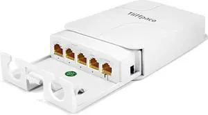 Outdoor Gigabit PoE Extender, 5 Port PoE Repeater, 90W in 60W Out Switch, Waterproof, Vlan, IEEE802.3af/at/bt Extend Additional 100m(328ft), 10/100/1000Mbps, Wall Mount Plug and Play