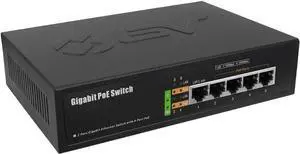 BV-Tech 5 Port Gigabit PoE+ Switch (4 PoE+ Ports | 1 Uplink Port)  65W  802.3at  POE-SW501G