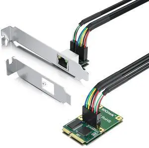 10Gtek Mini PCIe 1G Ethernet Network Card (Intel I210AT), with LED Light, 30-cm Cable Length, Single Port RJ45, Mini Pice Interface, not for M.2