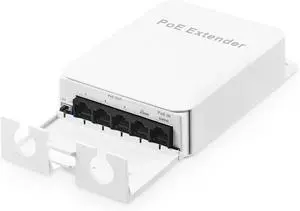 Outdoor PoE Passthrough Switch, 1 POE in 4 POE Extender, IEEE802.3af/at/bt Powered 90W, 100Mbps Ethernet, Wall Mount Waterproof Plug and Play