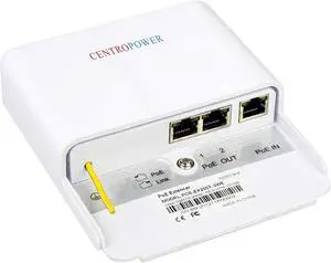 Gigabit 2 Port PoE Extender Outdoor, 6KV Lightning Protection PoE Passthrough Switch, Ethernet Splitter Booster, 60W 48V Comply with IEEE 802.3af/at
