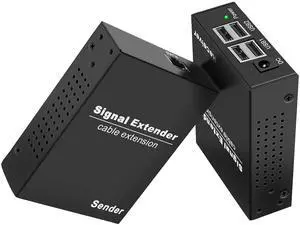 USB 2.0 Extender Over Cat6/Cat6e/Cat7 Ethernet  Up to 492 ft (150 m), 4-Port USB Hub, Plug & Play, No Driver, Supports Gigabit LAN, Compatible with Most USB Devices