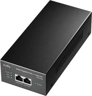 Cudy POE300 60W Gigabit Ultra PoE+ Injector, Up to 60W Ultra Power Supply, 10/100/1000Mbps Shielded RJ-45, IEEE 802.3af/802.3at Compliant, Not Support 802.3 bt/ PoE++/ Passive PoE, Metal housing