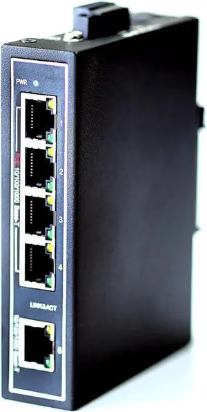 WIWAV WDH-5GT-POE 10/100/1000Mbps Unmanaged 5-Port PoE Industrial Ethernet Switches with DIN Rail/Wall-Mount (UL Listed,Fanless,-30~75)