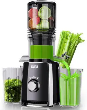 Cold Press Juicer Machines, 5.3" Large Feed Chute Slow Masticating Juicer, 99% Juice Yield, Ultra Quiet, Easy Clean, BPA Free  Ideal Self-Feeding Juicer for Whole Fruits & Vegetables (Black)