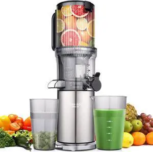 Juicer Machines,ORMEO HOME Cold Press Juicer with Large Feed Chute Fit Whole Fruits & Vegetables,Slow Masticating Juicer With Pulp Seperation,99% Juice Purity,200W Quiet Motor,Easy to Clean,BPA Free