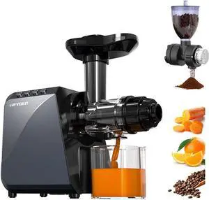Cold Press Slow Juicers for Carrot Celery Ginger Ginger, Electric Coffee Grinder, 250W Masticating Juicer Machine Vegetables Fruit Juice Extractor Easy To Clean Quiet Juicer BPA-Free Reverse Function