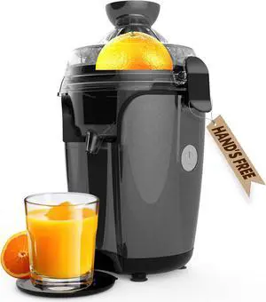 Eurolux Hands-Free Electric Citrus Juicer Machine, Orange Lime Grapefruit Lemon Squeezer, Easy to Clean, 2 Cone Sizes (Gray)